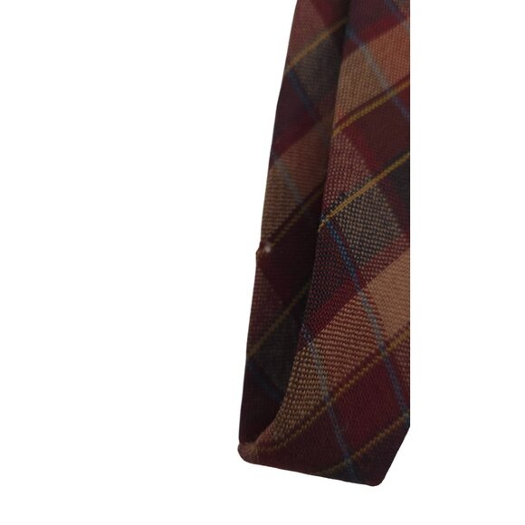 Wool Cambridge Collection Men's Plaid Tie In Brown & Red - Picture 5 of 7
